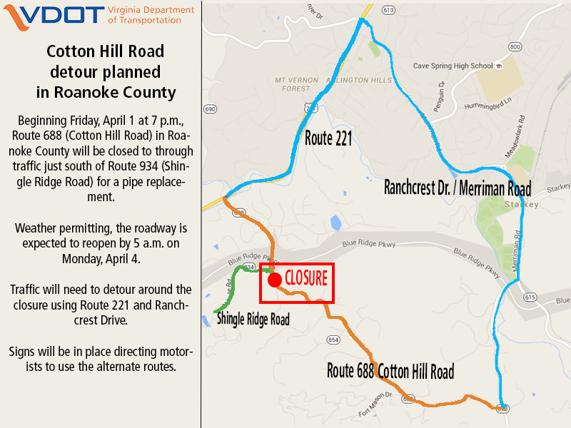 Cotton Hill Road Detour